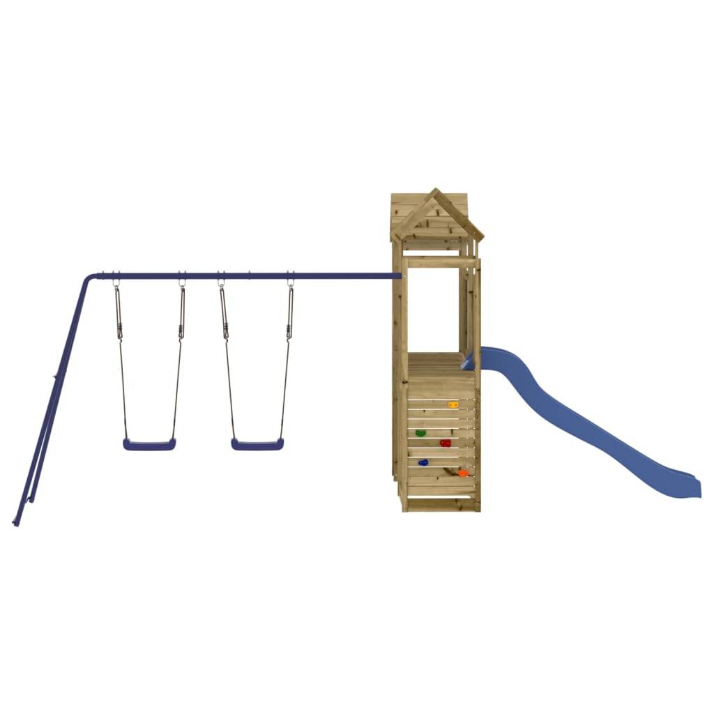 Helloshop26 - Aire de jeux d'extérieur escalade balançoires toboggan portiques robuste jeux jardin 495 x 339 x 214 cm bois de pin imprégné - Imagen 2