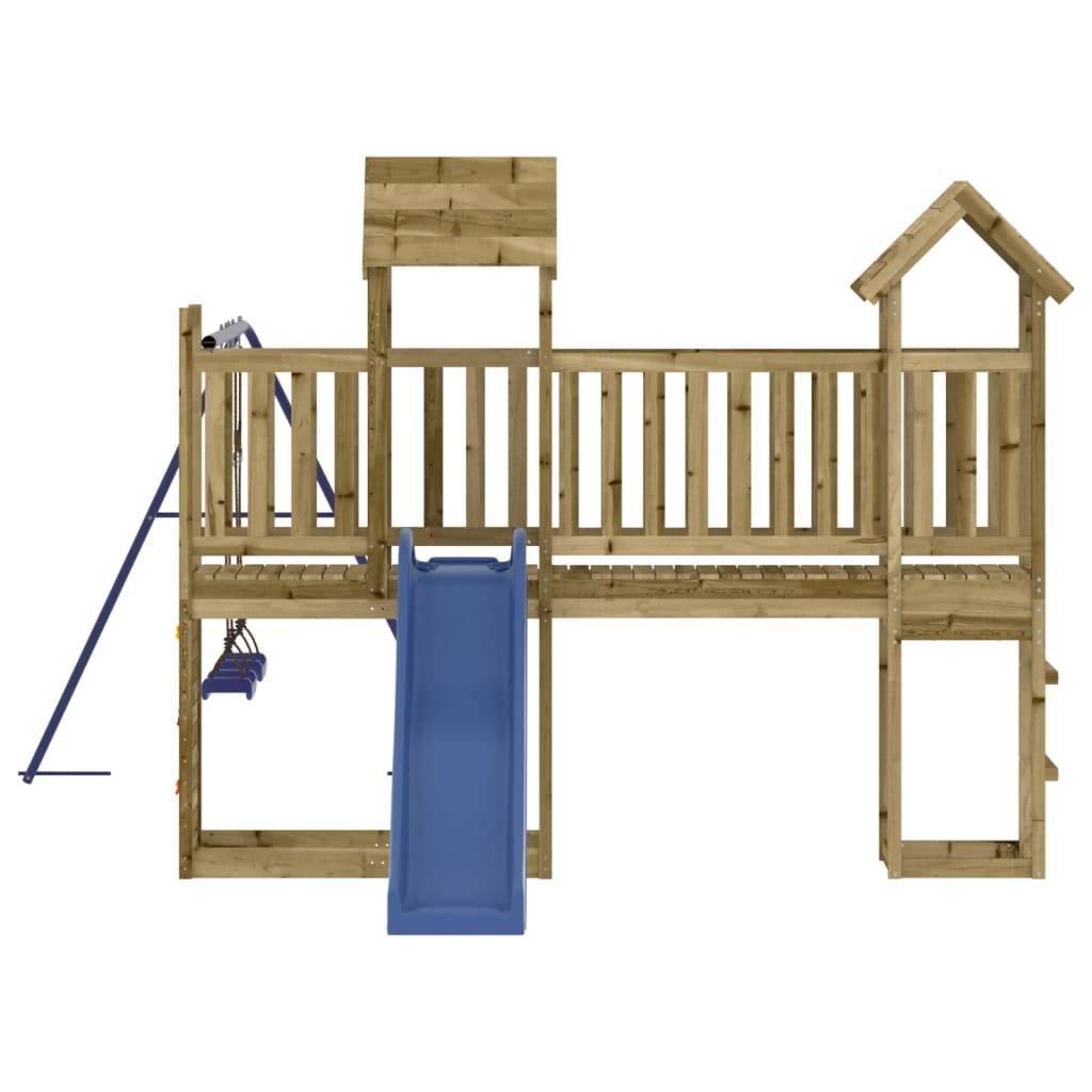 Helloshop26 - Aire de jeux d'extérieur escalade balançoires toboggan portiques robuste jeux jardin 495 x 339 x 214 cm bois de pin imprégné - Imagen 3