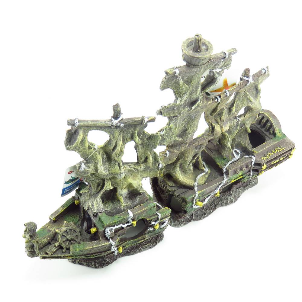 épave herald en deux parties, taille: 45 x 13 x 34 cm, Décoration aquarium - Image 3