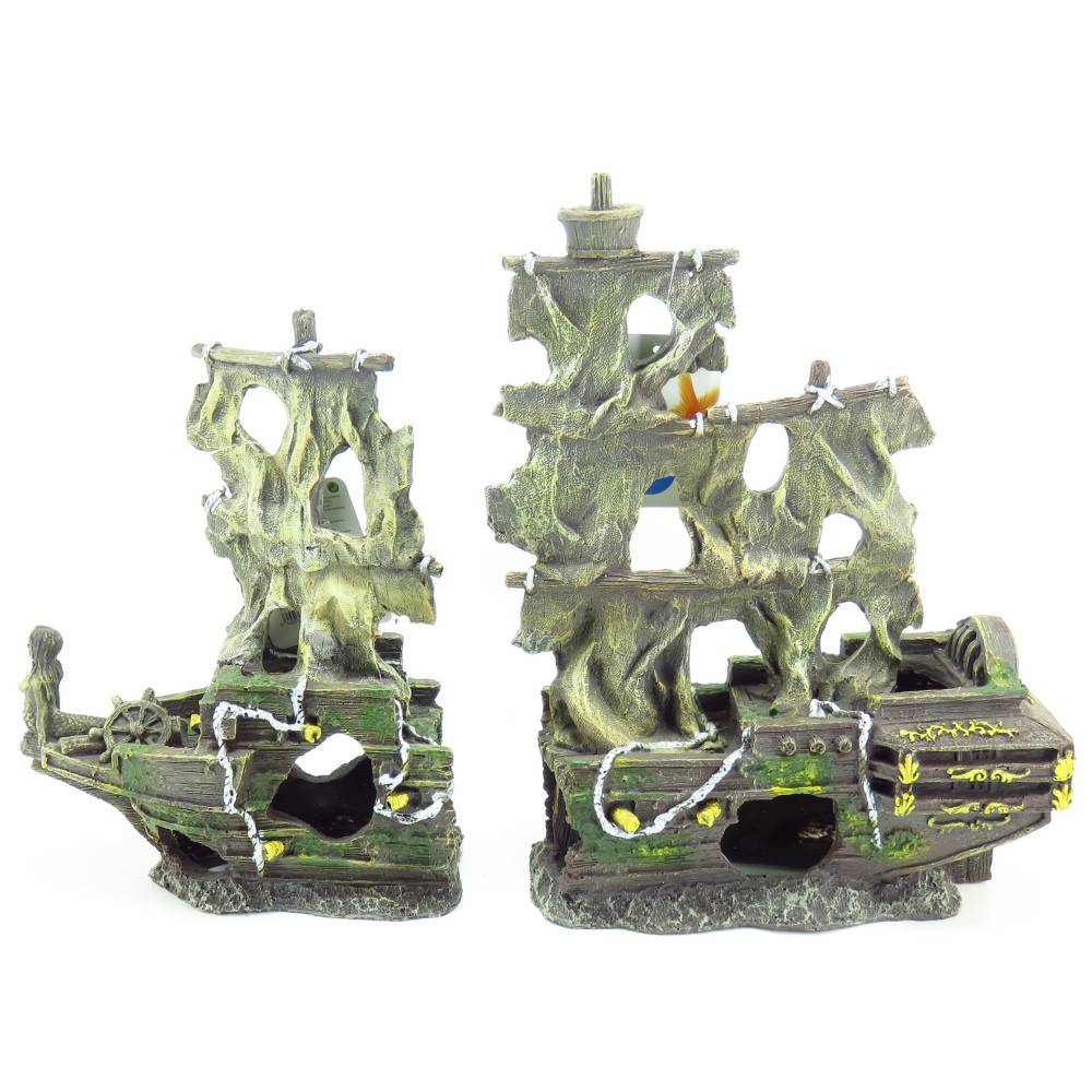 épave herald en deux parties, taille: 45 x 13 x 34 cm, Décoration aquarium - Image 4