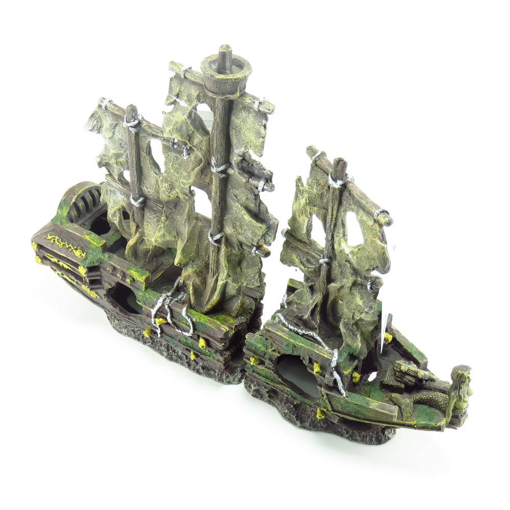 épave herald en deux parties, taille: 45 x 13 x 34 cm, Décoration aquarium - Image 2