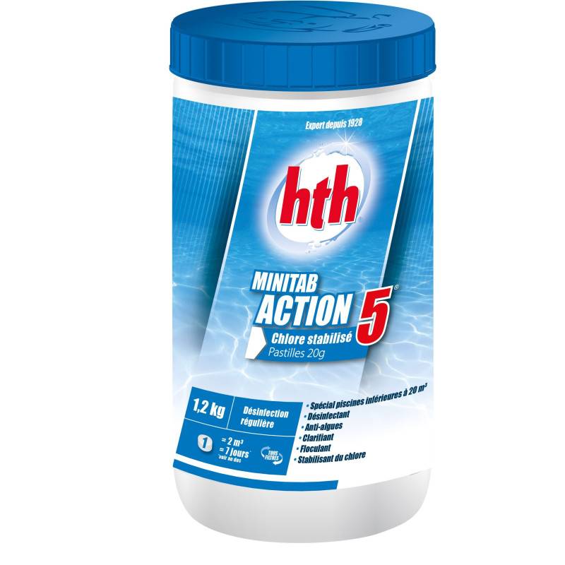 Chlore stabilisé hth® MINITAB Action 5 Pastilles 20g - 1,2kg - 1,2 kg - Imagen 2