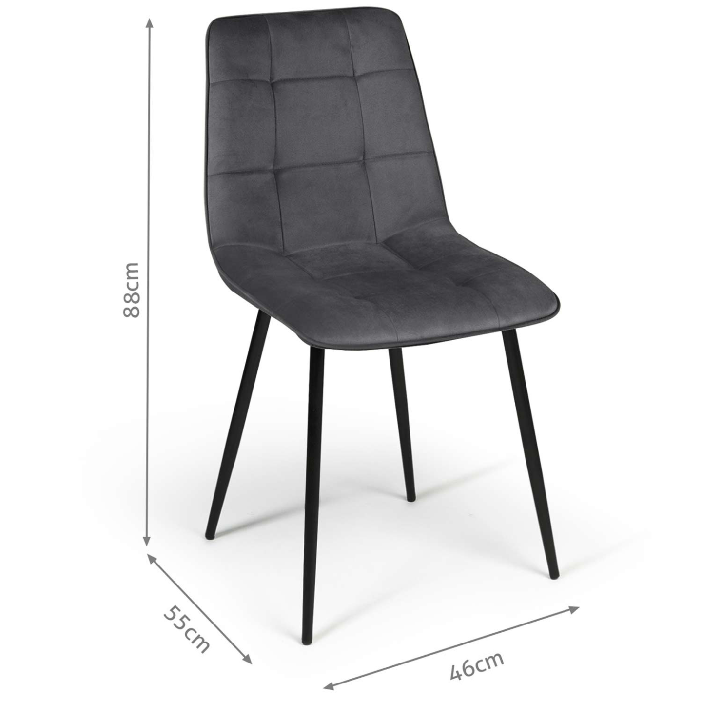 Lot de 6 chaises MILA en velours gris foncé pour salle à manger - Image 5