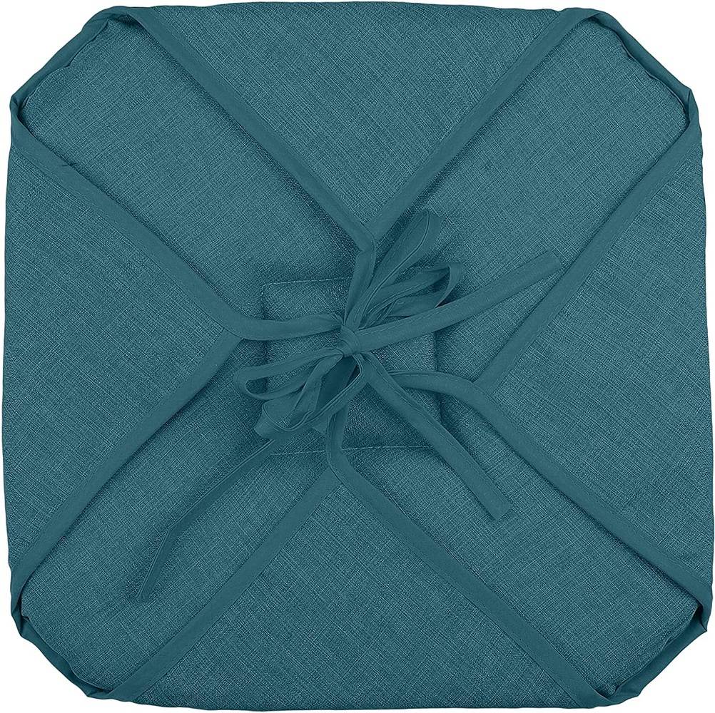 Eden - Galette de chaise 4 rabats 40 x 40 cm turquoise chinee - Image 3
