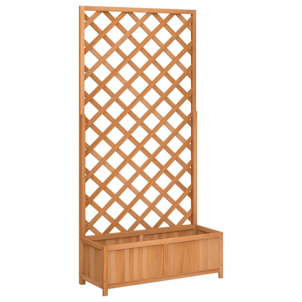 Jardinière avec treillis bois massif de sapin marron 90 x 35 x 180 cm - PANGIVO - Image 2