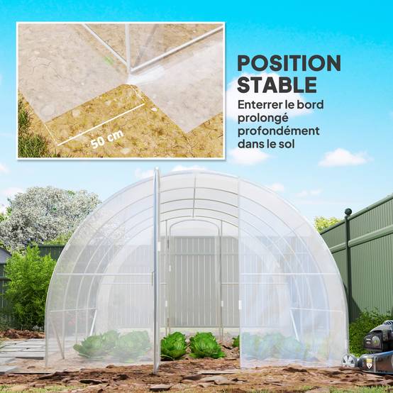 Outsunny - Serre de jardin tunnel 4x3x2m 12m² avec 2 portes à charnières bâche PE 150g/m² pour légumes plantes fleurs - Outsunny - Image 7
