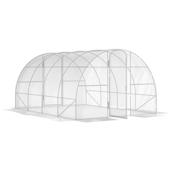 Outsunny - Serre de jardin tunnel 4x3x2m 12m² avec 2 portes à charnières bâche PE 150g/m² pour légumes plantes fleurs - Outsunny - Image 1