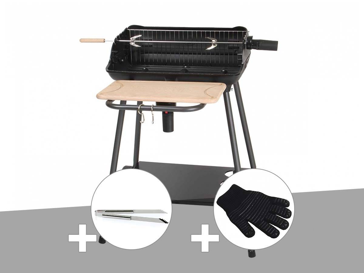 Somagic - Barbecue charbon Bergamo + Pince en inox + Gant de protection - Somagic