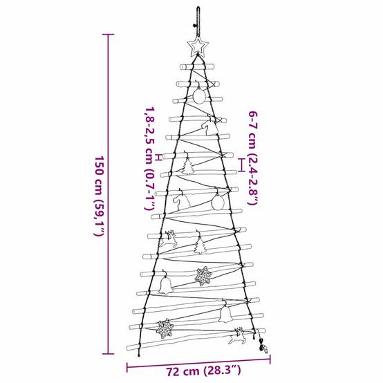 ComfortXL - Sapin de Noël Mural en Bois Massif Lumineux LED pour Décoration Festive 150 cm – ComfortXL Outdoor Living - Image 8