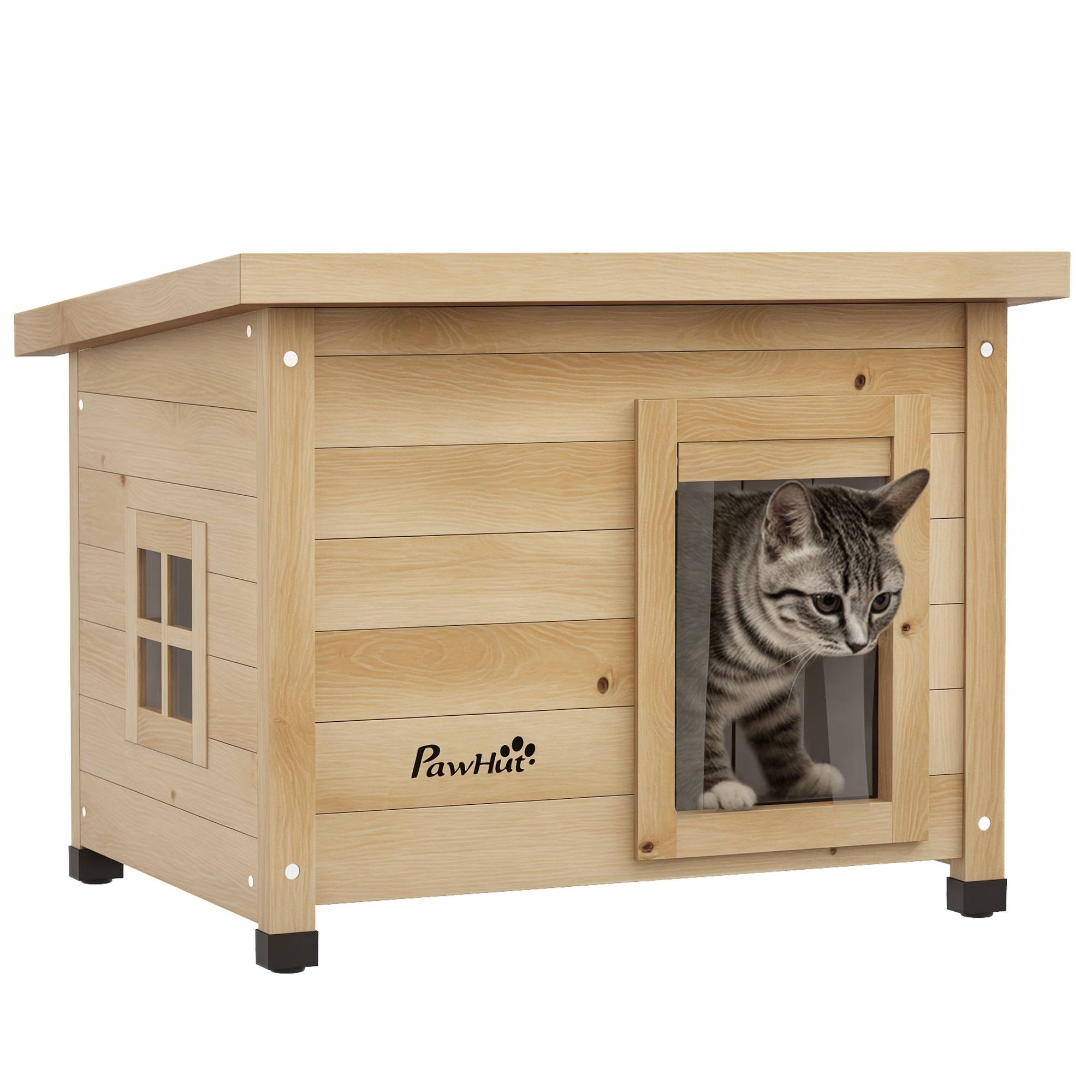 Niche pour chat bois jaune 57 x 45 x 43 cm - PANGIVO - Image 1