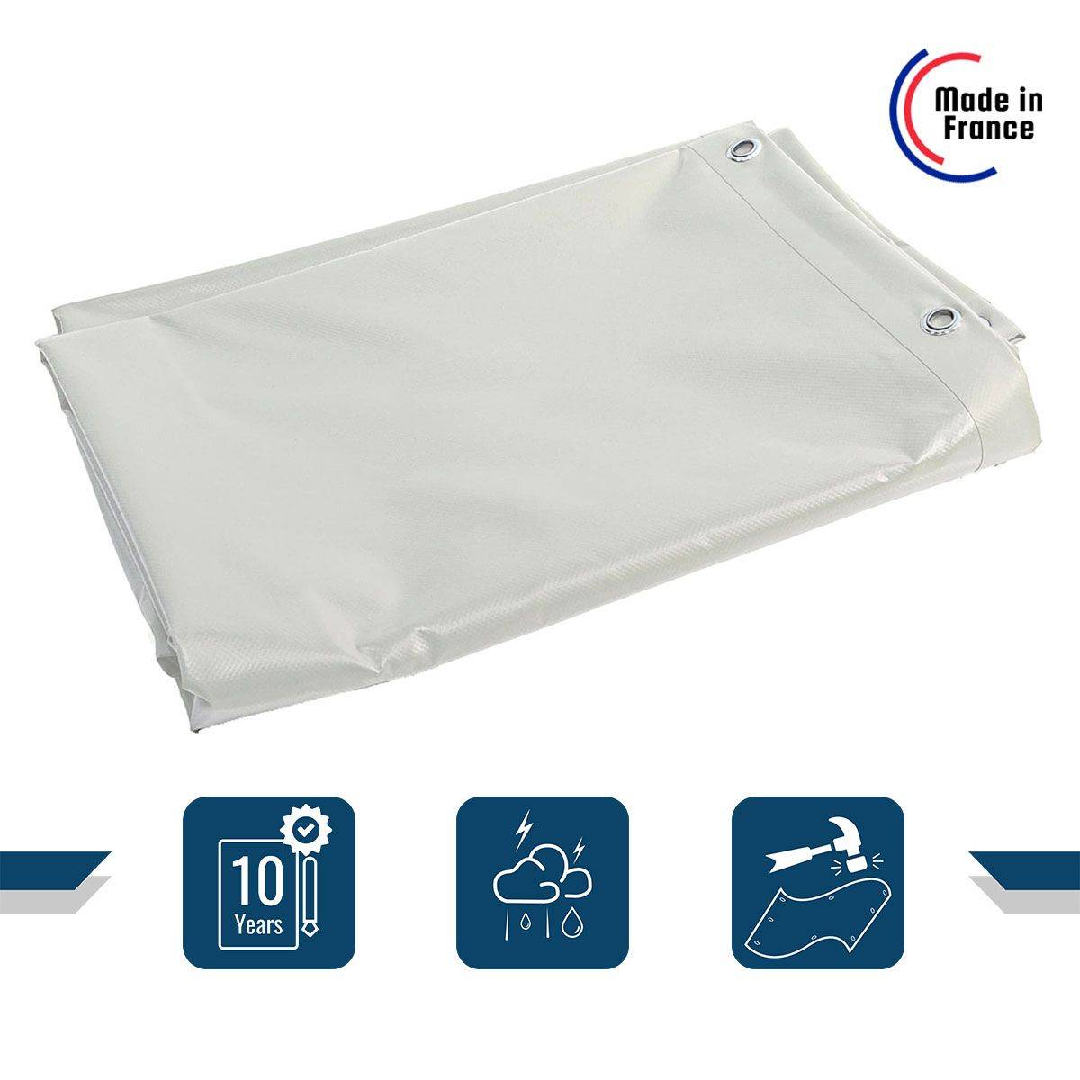Bâche Bois 2x3 m XP640BO Blanche - Garantie 10 ans - Bâche de protection étanche pour Bois de chauffage - Made in France TECPLAST - Imagen 2
