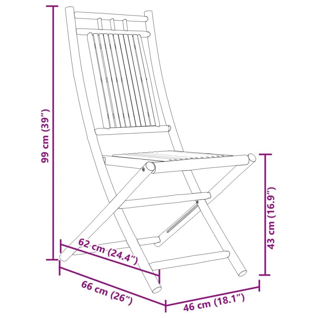 Vidaxl - Chaises pliantes 4 pièces 46x66x99 cm Bambou vidaXL 3278511 - Image 3