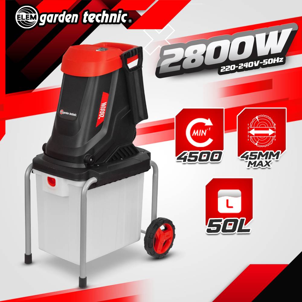 Elem Garden Technic - Broyeur de végétaux électrique 2800W avec bac récupérateur 50L - Image 2