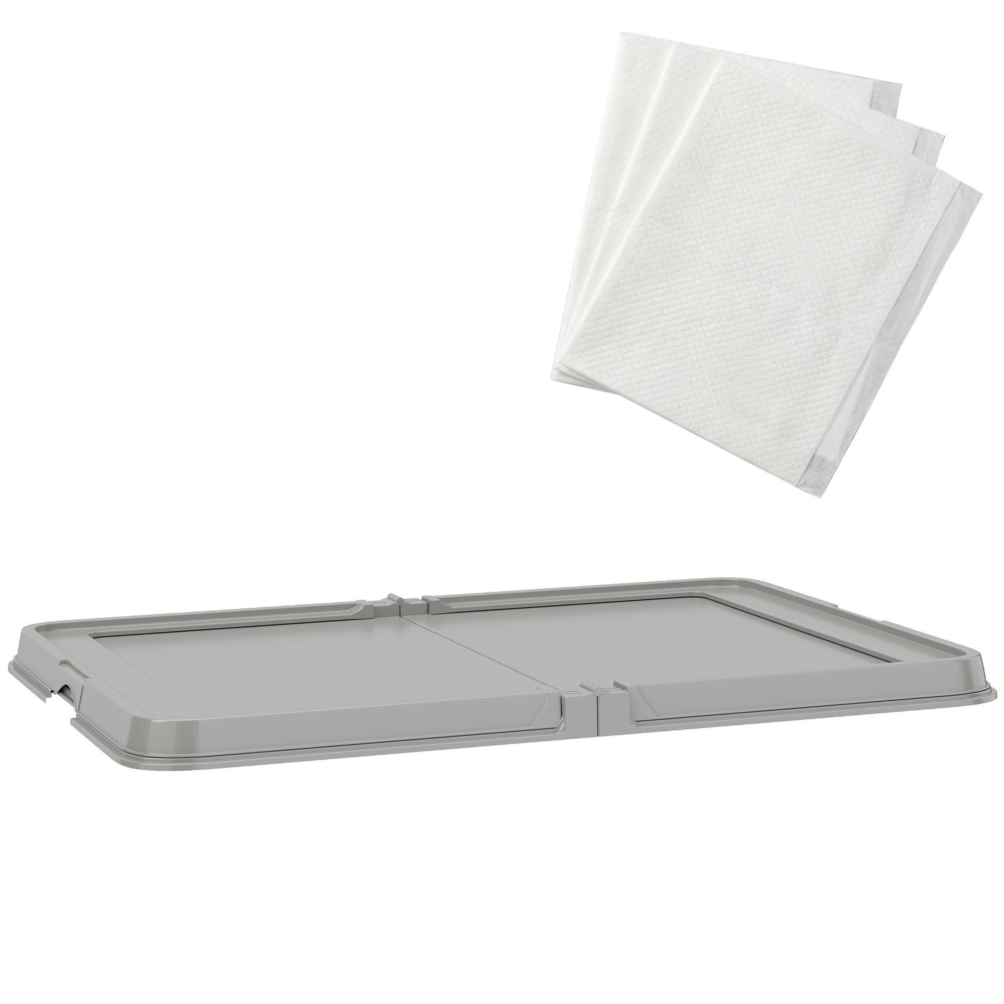 ComfortXL - Toilette pliable pour chien PP 86x62 cm grise avec tapis absorbants intérieur - ComfortXL Outdoor Living