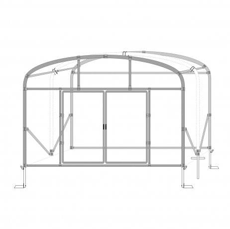 Plastidis - Serre tunnel Deschamps pieds droits larg 5 m pas à 2 m, L 10 m, type 200 microns diffusante Lumisol , Façade 2 portes simples, Sup - Imagen 6