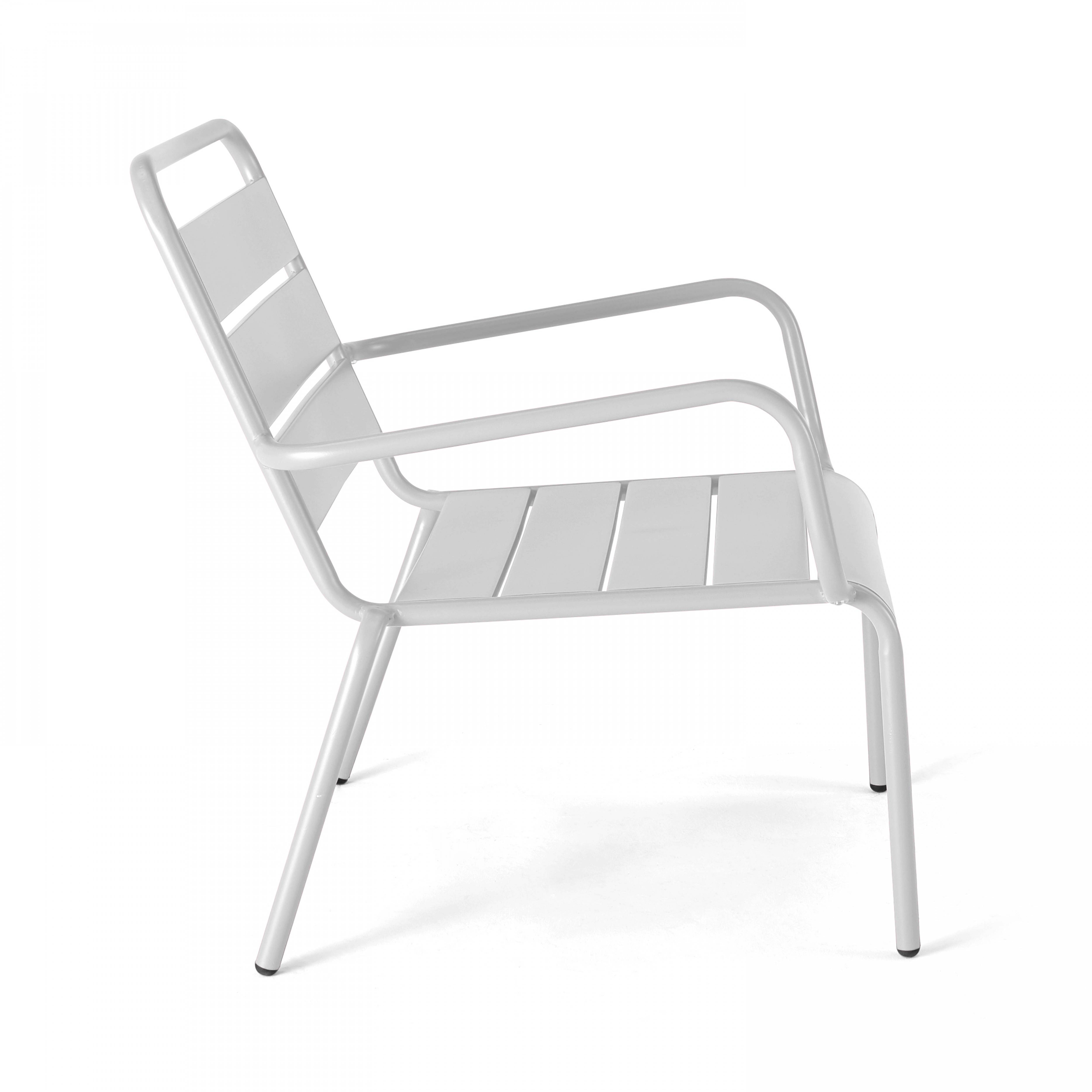 Oviala - Fauteuil de jardin bas relax acier blanc Palavas - Oviala - Imagen 4