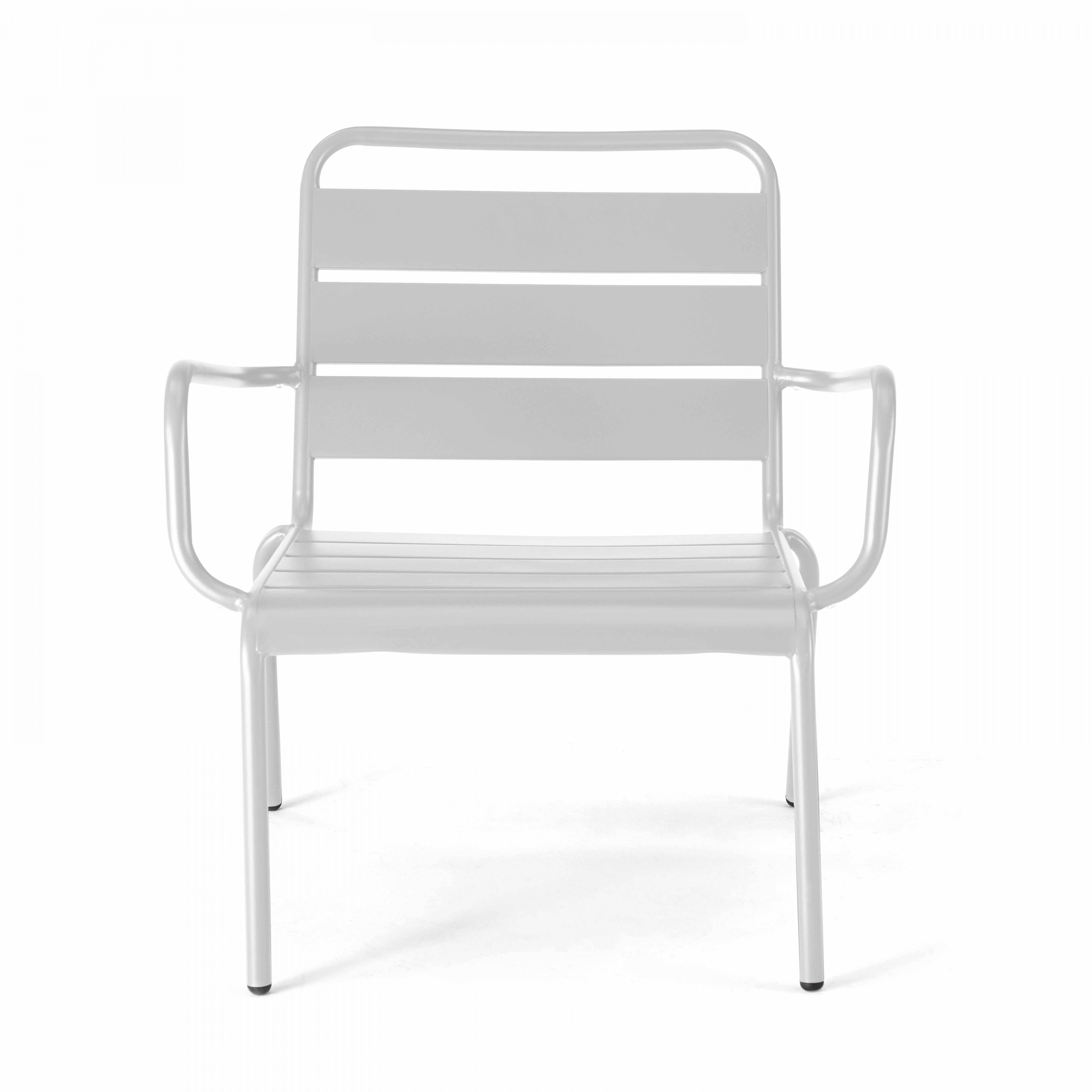 Oviala - Fauteuil de jardin bas relax acier blanc Palavas - Oviala - Imagen 5