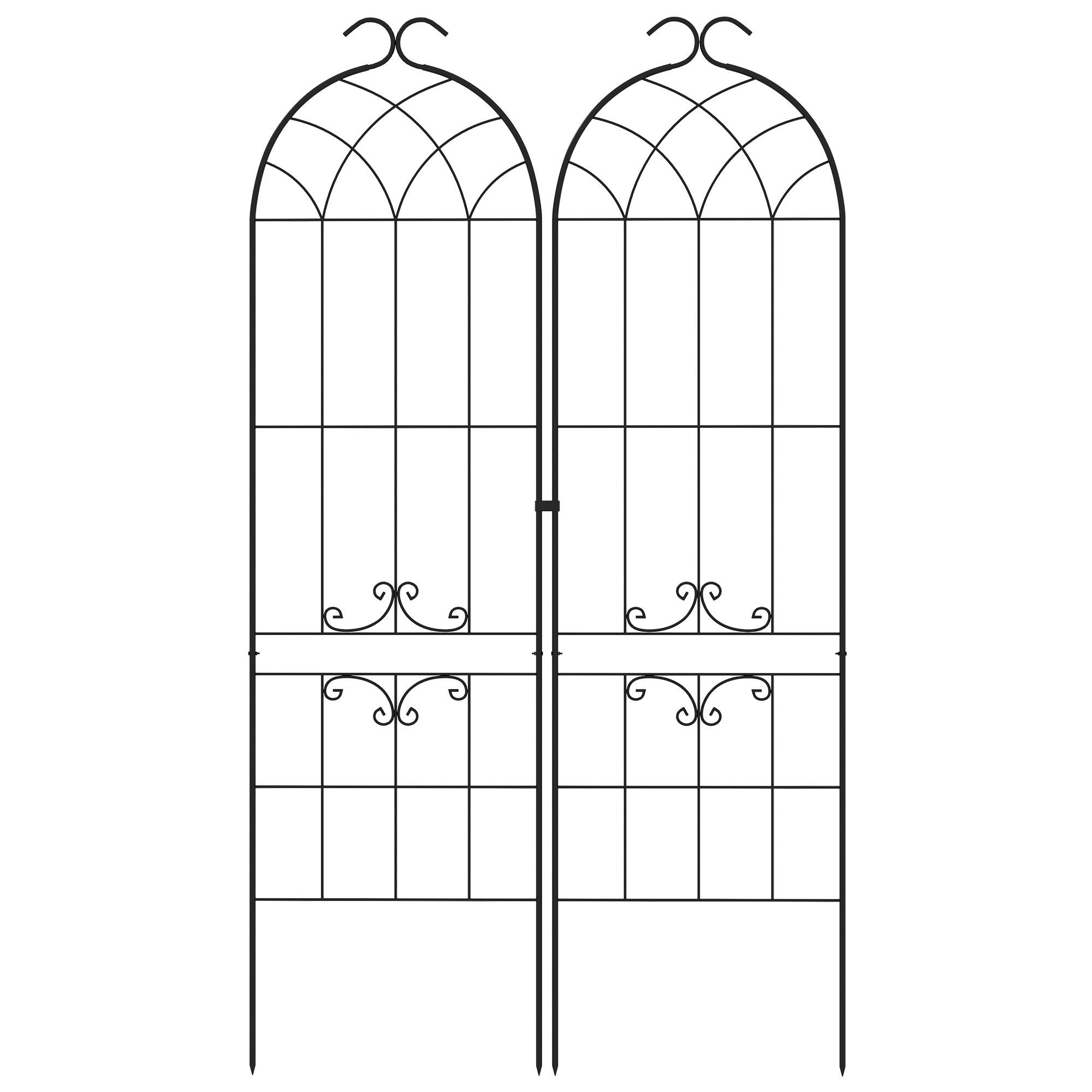 Lot de 2 treillis de jardin métal noir 50 x 1.3 x 181 cm - PANGIVO - Image 2