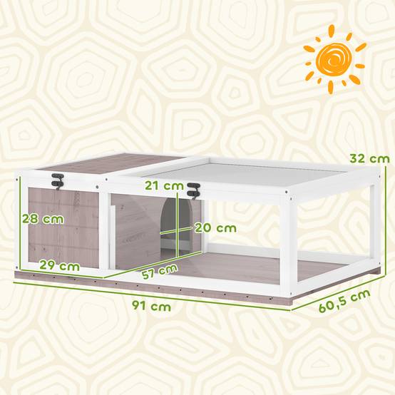 Enclos pour tortue bois marron 91 x 60.5 x 32 cm - PANGIVO - Image 5
