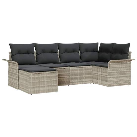 ComfortXL - Salon de jardin 6 places polyrotin avec table relevable et rangement pour terrasse Gris Clair – ComfortXL Outdoor Living - Image 2