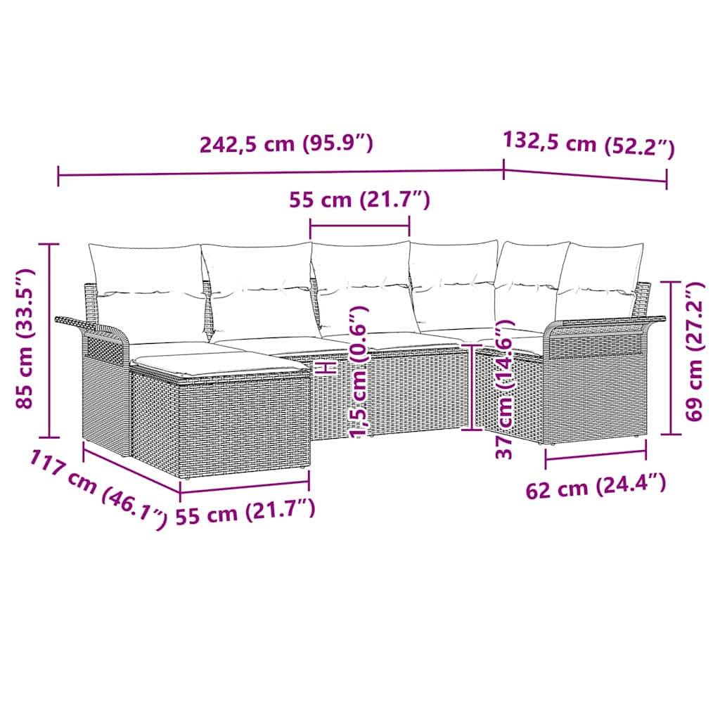 ComfortXL - Salon de jardin 6 places polyrotin avec table relevable et rangement pour terrasse Gris Clair – ComfortXL Outdoor Living - Image 5