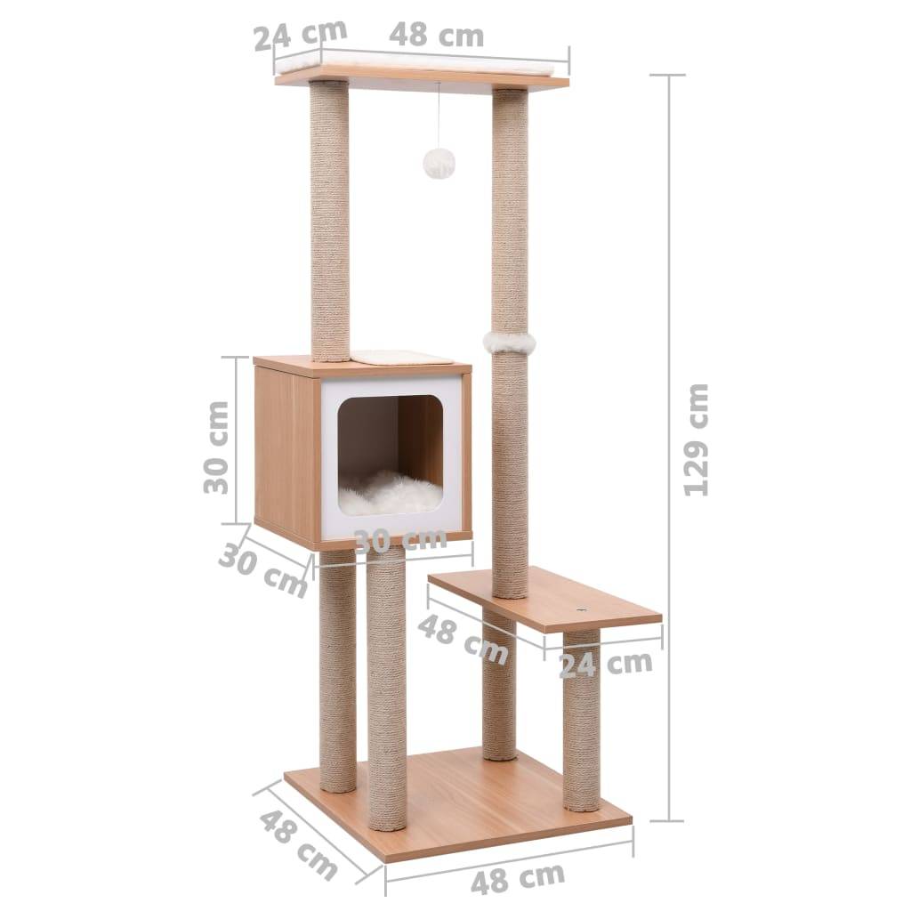 Vidaxl - Arbre à chat avec tapis à gratter en sisal 129 cm vidaXL 170917 - Imagen 3