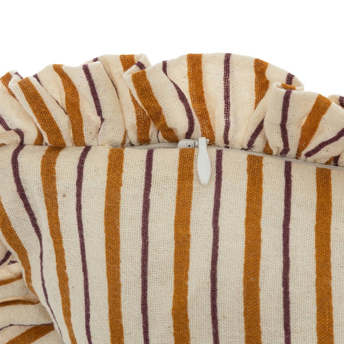 Coussin décoratif réversible à volant Violet et Cannelle  46 x 46 cm - Imagen 4