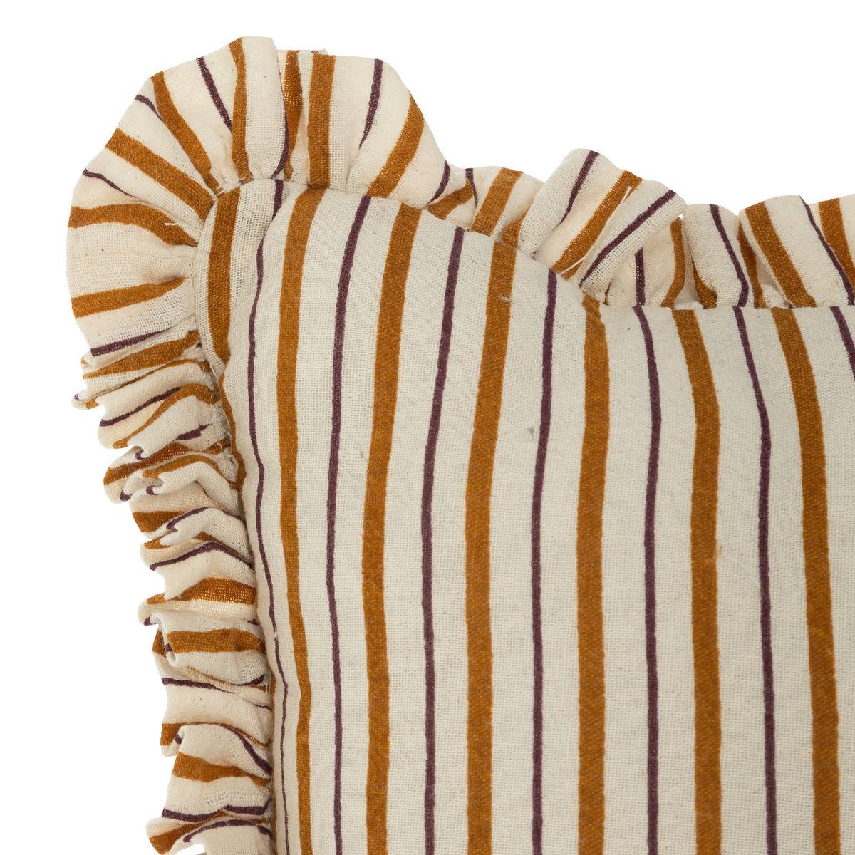 Coussin décoratif réversible à volant Violet et Cannelle  46 x 46 cm - Imagen 3