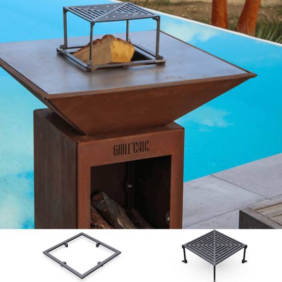 Grill'Chic - Pack Decouverte Brasero Auvergnat Corten Bois Carre 62 Simple Cuve - GRILL CHIC - Image 1