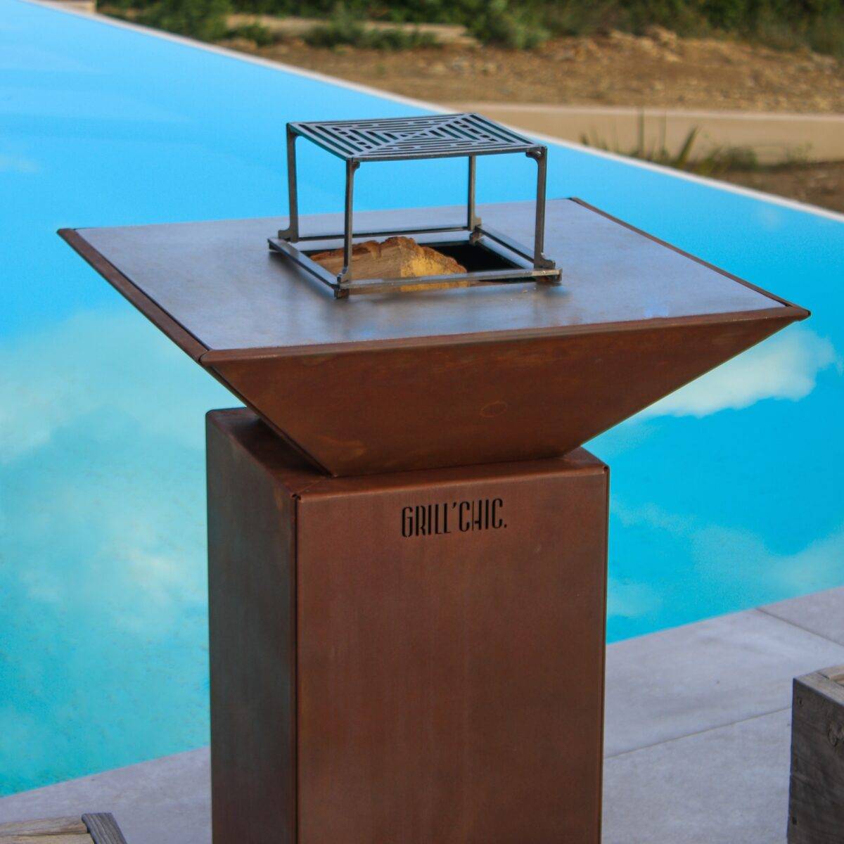 Grill'Chic - Pack Decouverte Brasero Auvergnat Corten Bois Carre 62 Simple Cuve - GRILL CHIC - Image 5