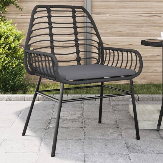 Lot de 2 Fauteuils Bas de Jardin Résine Tressée avec Coussins pour Terrasse Noir – ComfortXL Outdoor Living - Image 1
