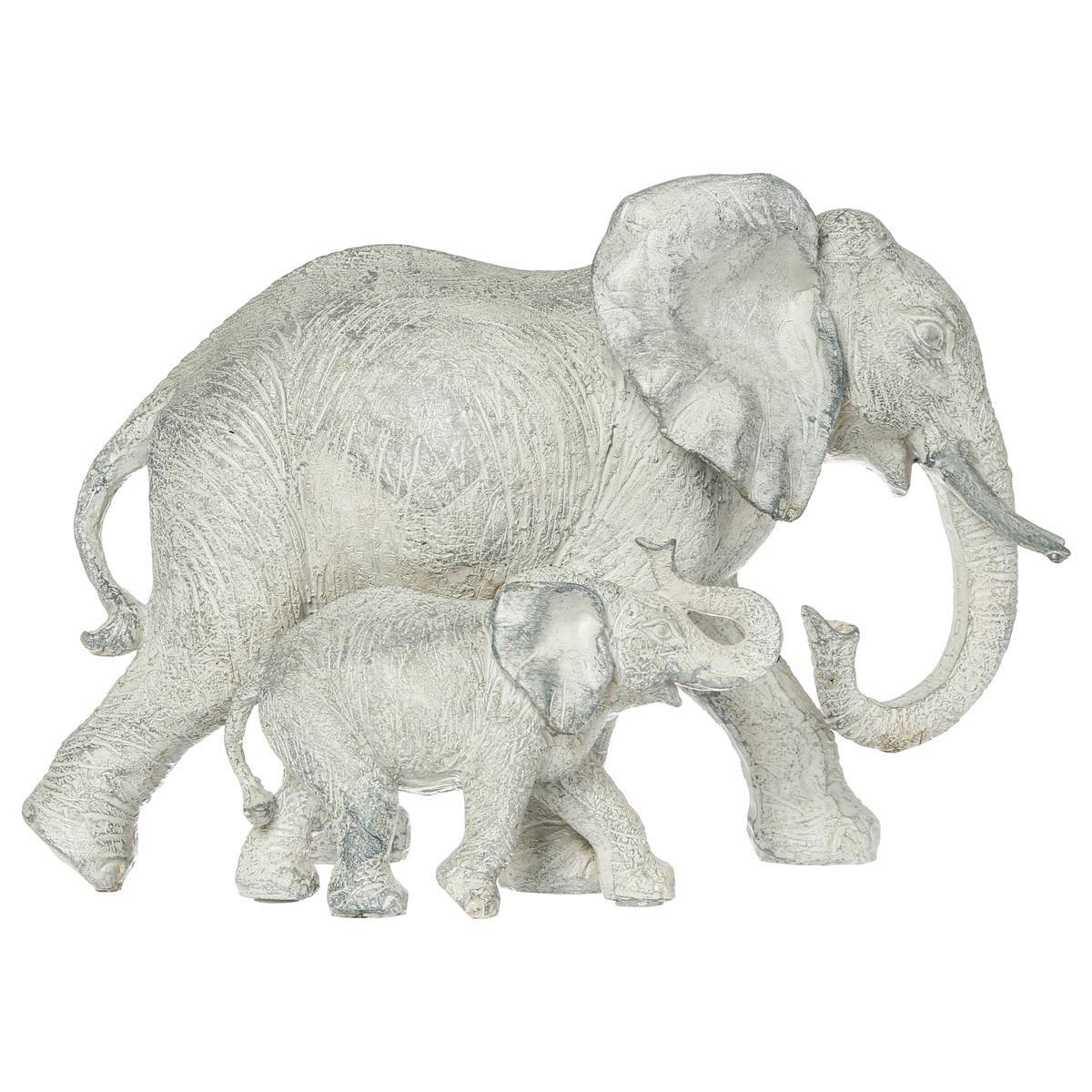 Atmosphera - Statue 2 éléphants Kenna H.15,5cm résine - Atmosphera Créateur d'intérieur - Imagen 3