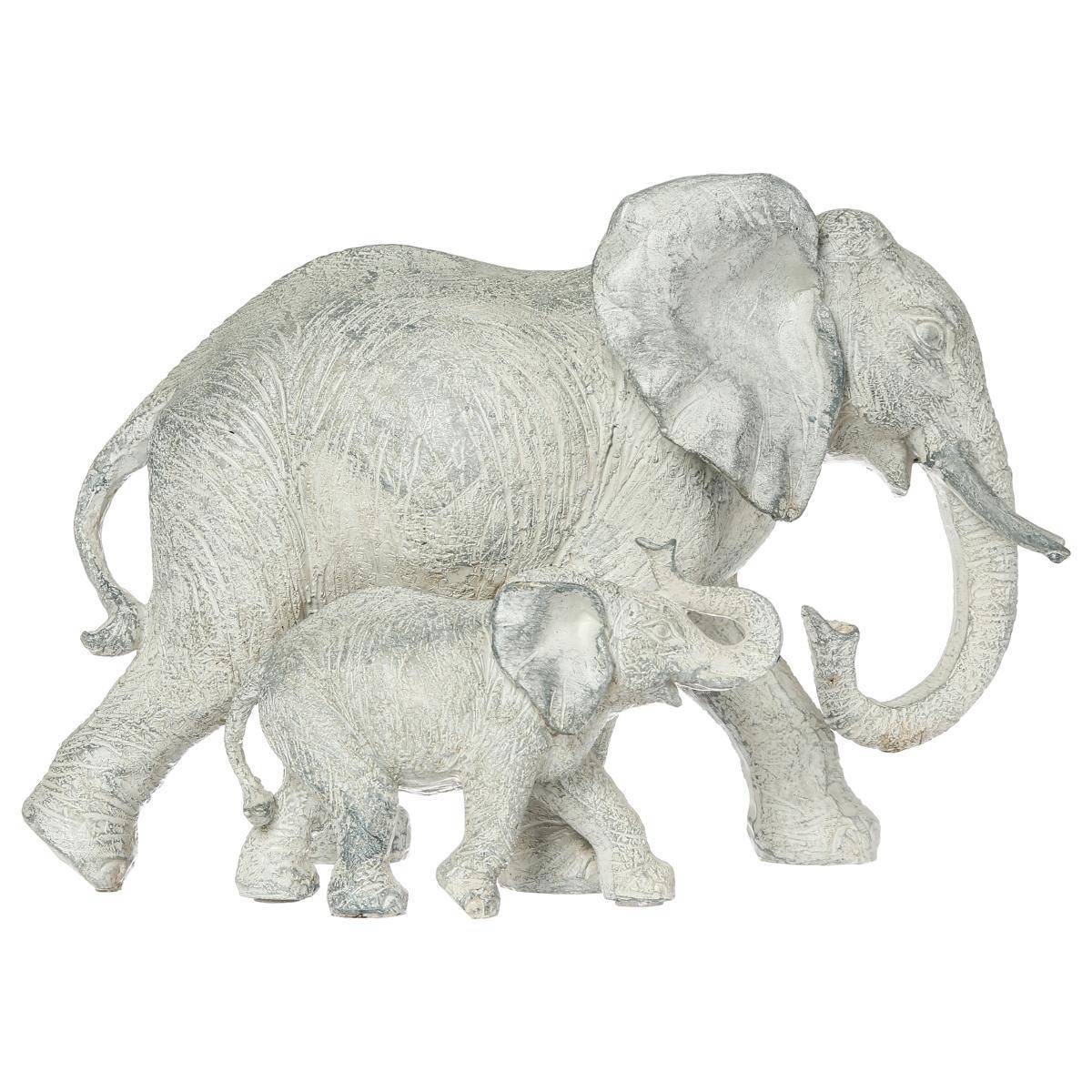 Atmosphera - Statue 2 éléphants Kenna H.15,5cm résine - Atmosphera Créateur d'intérieur - Imagen 1