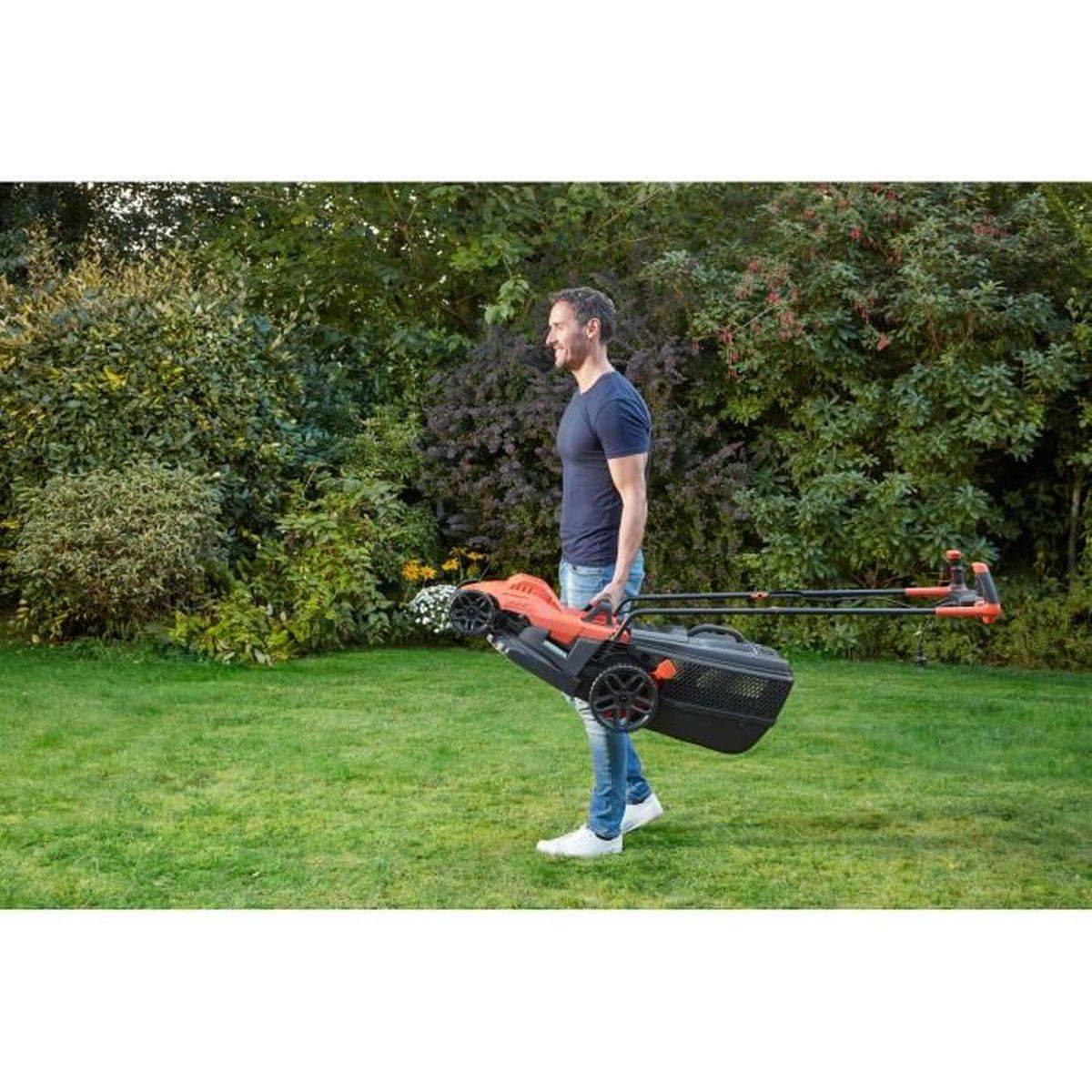 Tondeuse filaire électrique 1400 W, largeur de coupe 34 cm, hauteur 20-70 mm, bac 40 L - BLACK + DECKER - Image 7
