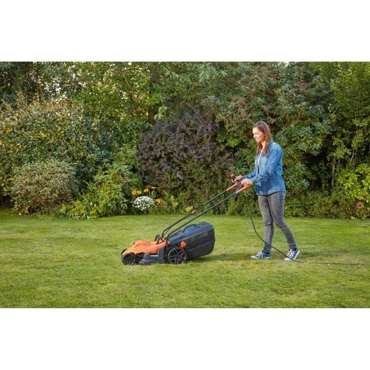 Tondeuse filaire électrique 1400 W, largeur de coupe 34 cm, hauteur 20-70 mm, bac 40 L - BLACK + DECKER - Image 3
