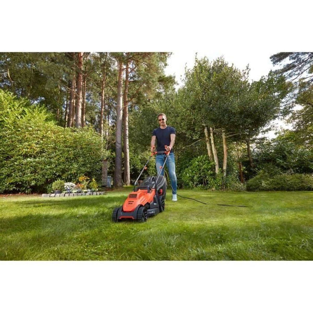 Tondeuse filaire électrique 1400 W, largeur de coupe 34 cm, hauteur 20-70 mm, bac 40 L - BLACK + DECKER - Image 2