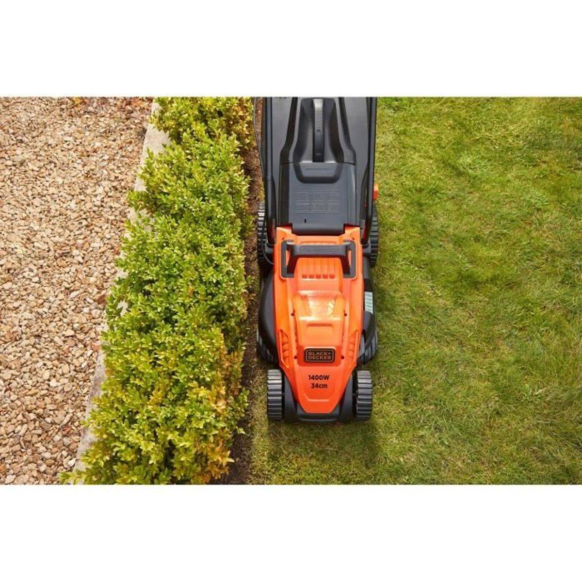 Tondeuse filaire électrique 1400 W, largeur de coupe 34 cm, hauteur 20-70 mm, bac 40 L - BLACK + DECKER - Image 5
