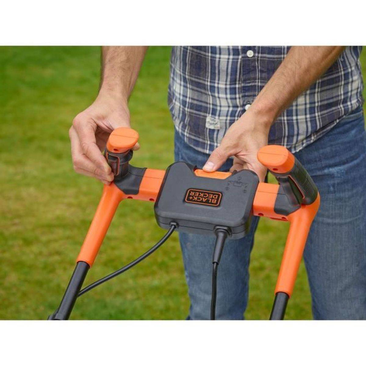 Tondeuse filaire électrique 1400 W, largeur de coupe 34 cm, hauteur 20-70 mm, bac 40 L - BLACK + DECKER - Image 4