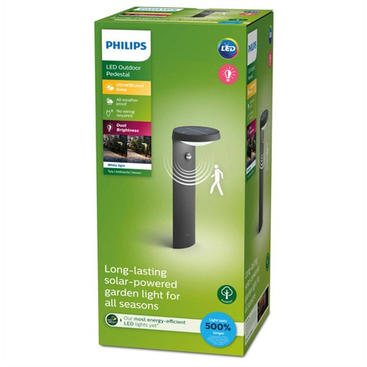 Philips - Lumière solaire sur pied et chemin Philips TYLA 1,2 W 3000 K détecteur de mouvement IP44 anthracite - PHILIPS - Image 2