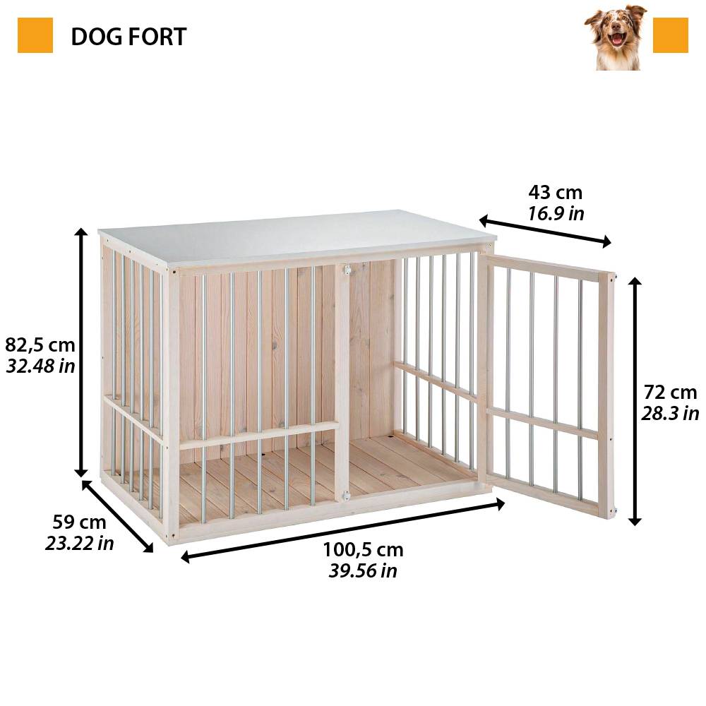 Ferplast - Niche d’intérieur pour Chiens DOG FORT, Bois FSC, Barres Aluminium, Fermeture de Sécurité - Imagen 2