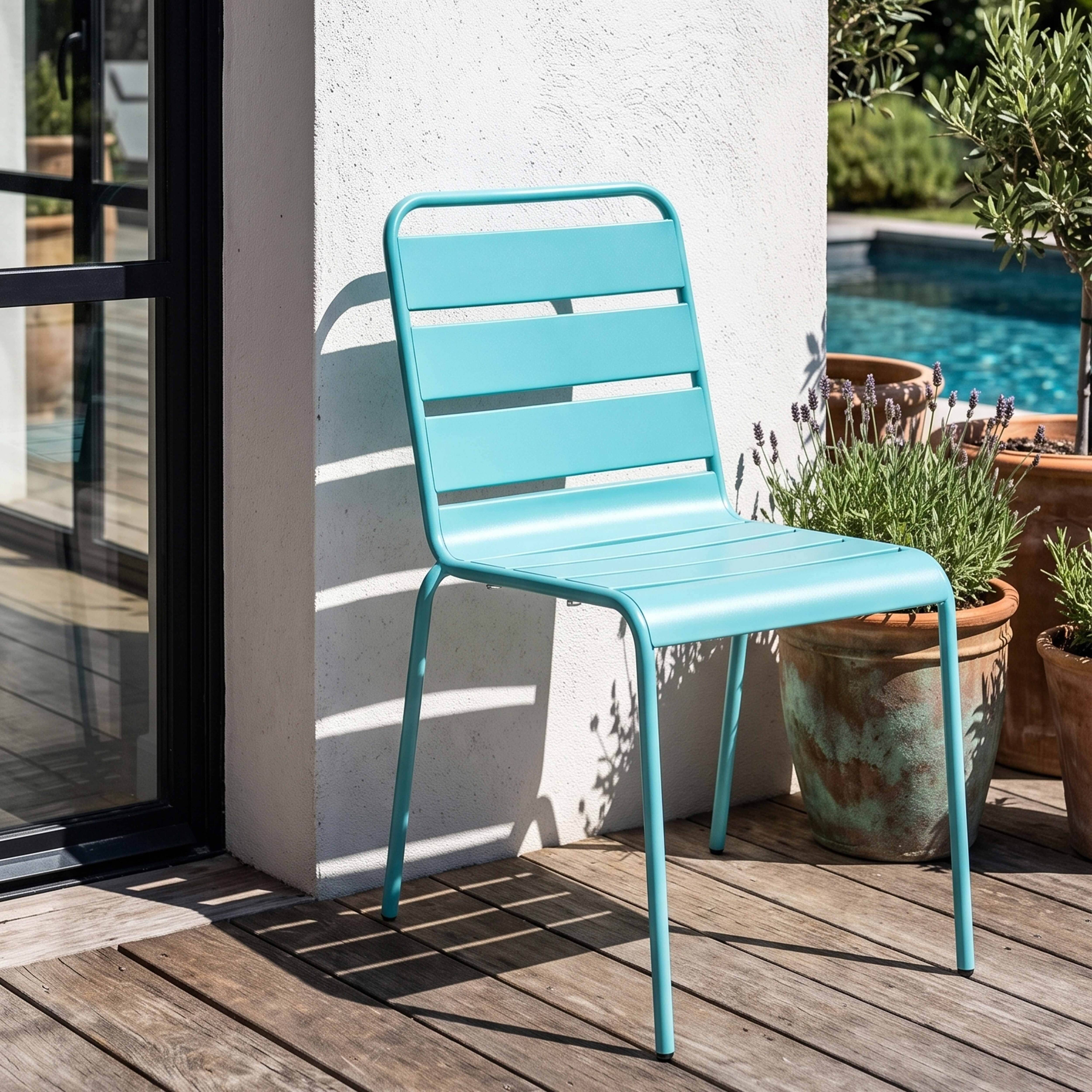 Oviala - Chaise de jardin en métal turquoise Palavas - Oviala - Imagen 2
