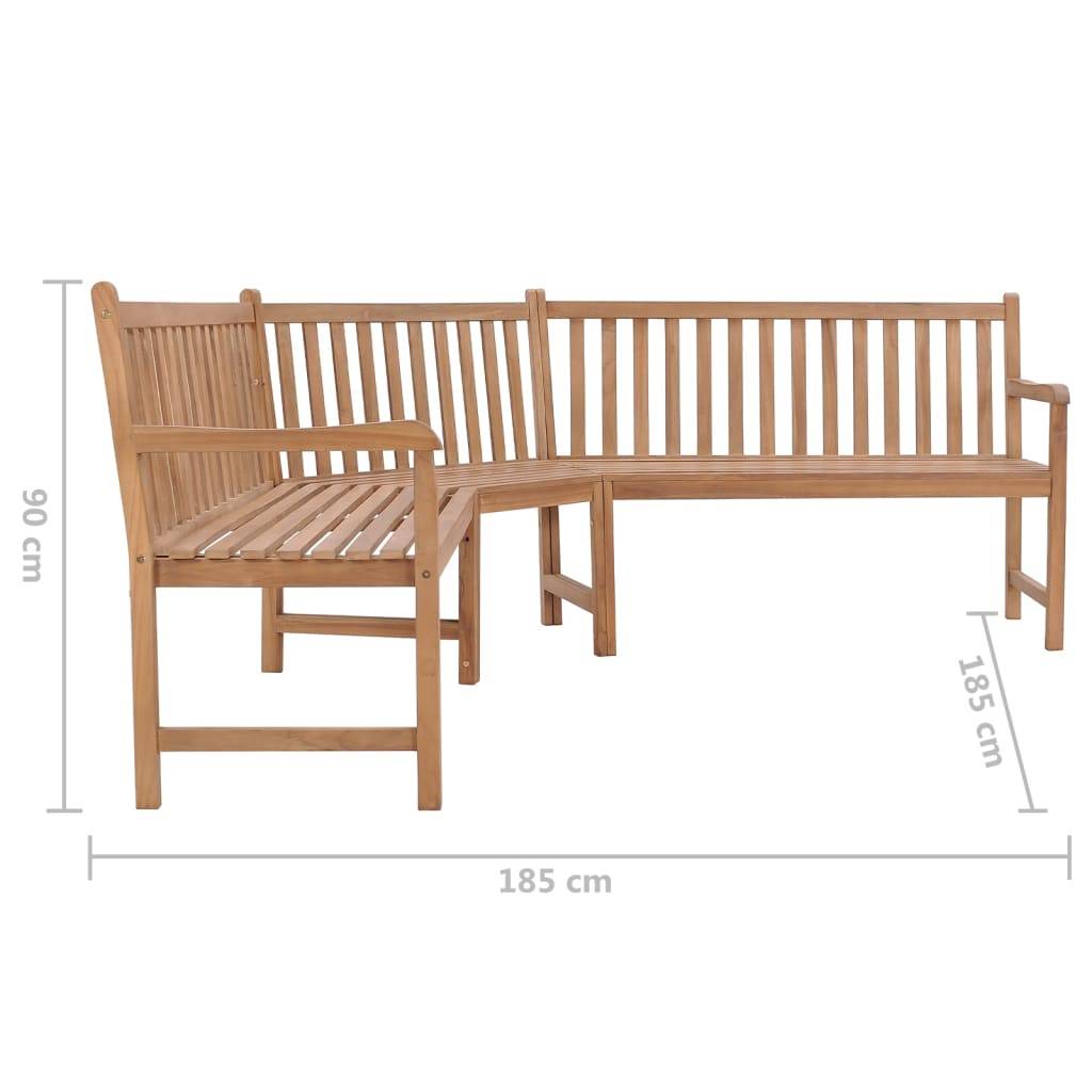 Banc de jardin meuble de patio d'extérieur terrasse d'angle de jardin 185 x 185 x 90 cm bois de teck solide - Image 6