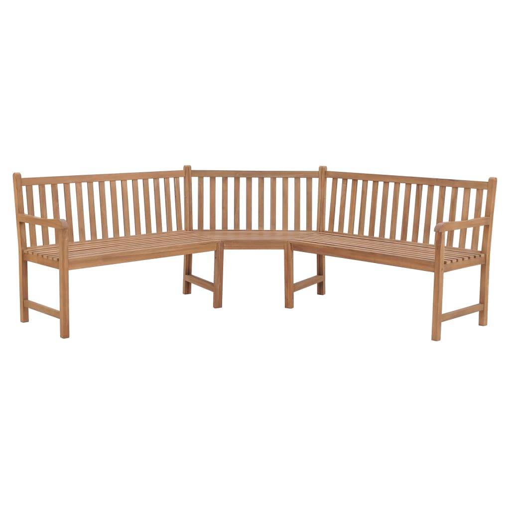 Banc de jardin meuble de patio d'extérieur terrasse d'angle de jardin 185 x 185 x 90 cm bois de teck solide - Image 1
