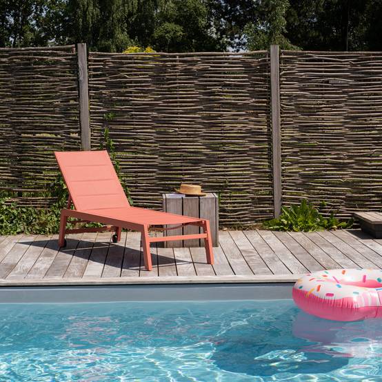 Bain de soleil BARBADOS en textilène terracotta - aluminium terracotta - HAPPY GARDEN - Image 2