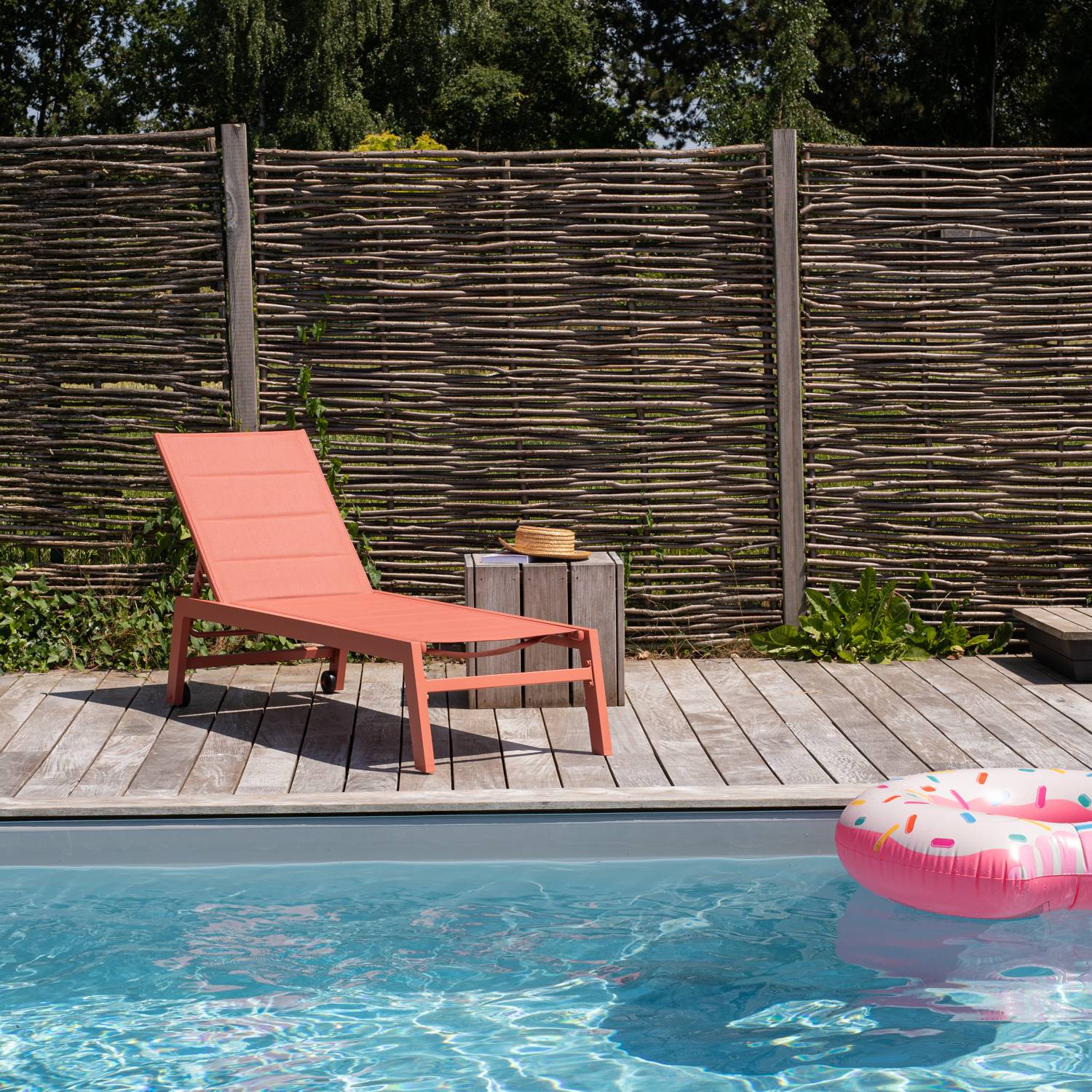 Bain de soleil BARBADOS en textilène terracotta - aluminium terracotta - HAPPY GARDEN - Image 2