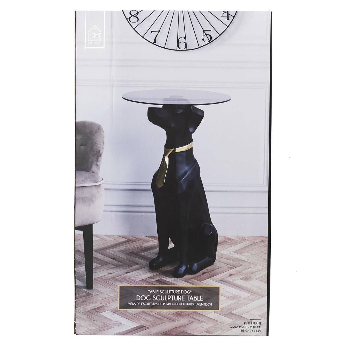 The Home Deco Factory - Table basse déco chien assis plateau en verre 66 cm - Image 6