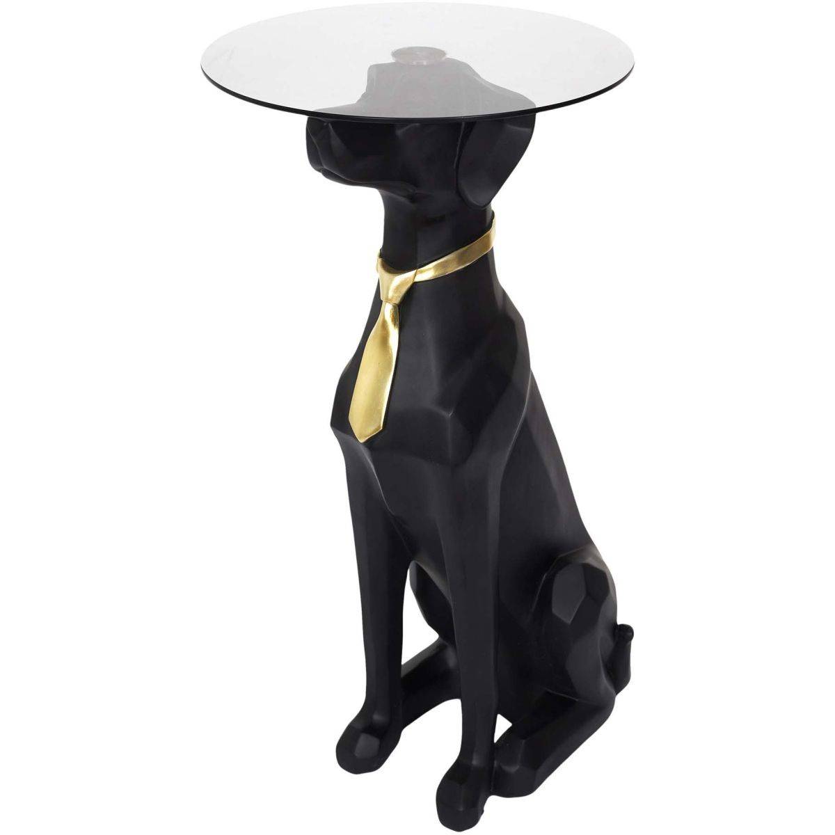 The Home Deco Factory - Table basse déco chien assis plateau en verre 66 cm - Image 1