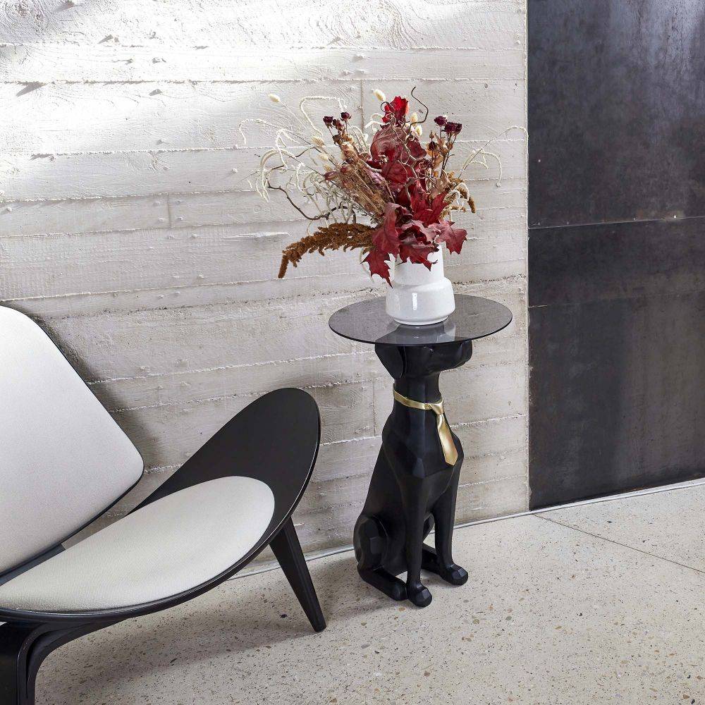 The Home Deco Factory - Table basse déco chien assis plateau en verre 66 cm - Image 2