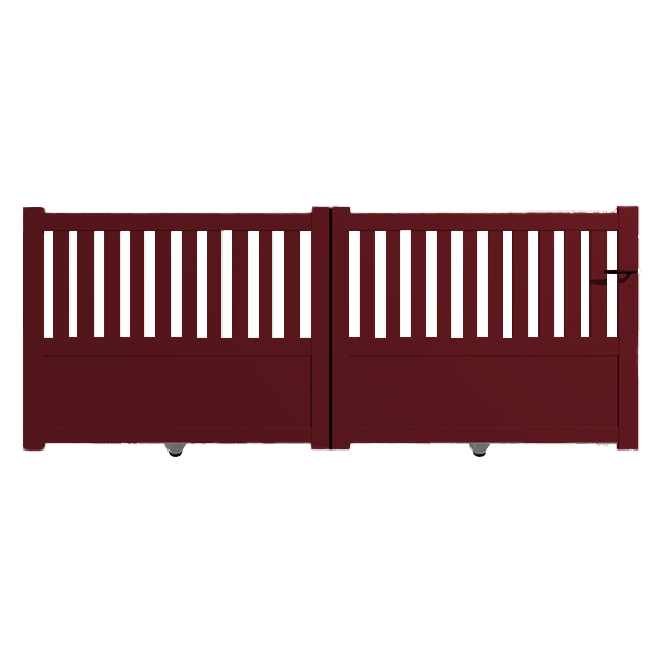 Portail Packit - Portail alu coulissant semi-ajouré en kit dim. L.3500 (entre piliers) X H.1300 mm  Rouge (RAL 3004) - Imagen 1