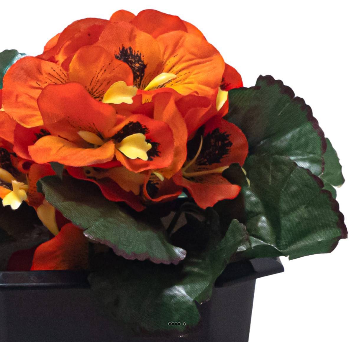 Bac carré fleurs artificielles Pensées Orange pour la Toussaint H 16 cm D 20 cm - couleur: Orange - Image 3